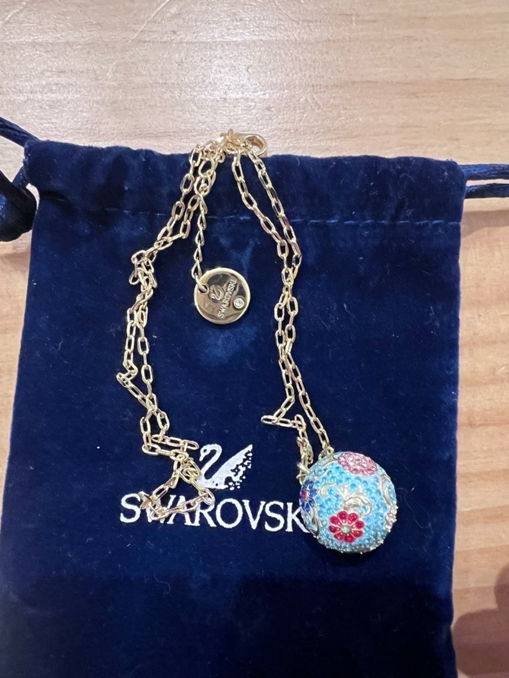 Swarovski Flower of Fortune Necklace Gold Tone Crystal Rare Asia Limit. New Year - Picture 5 of 7